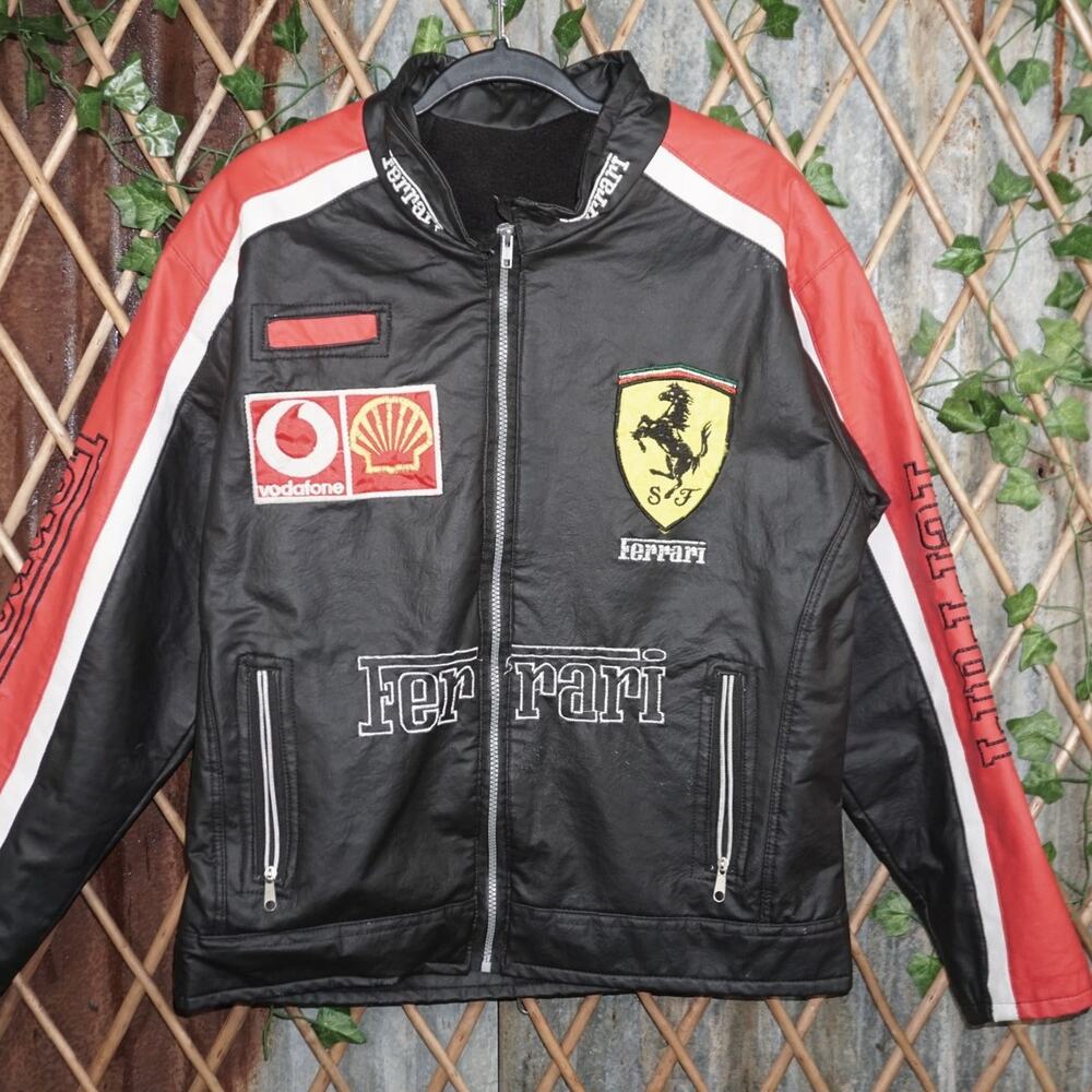 S - Vintage Y2K Ferrari Jackets Coats zip bomber faux
